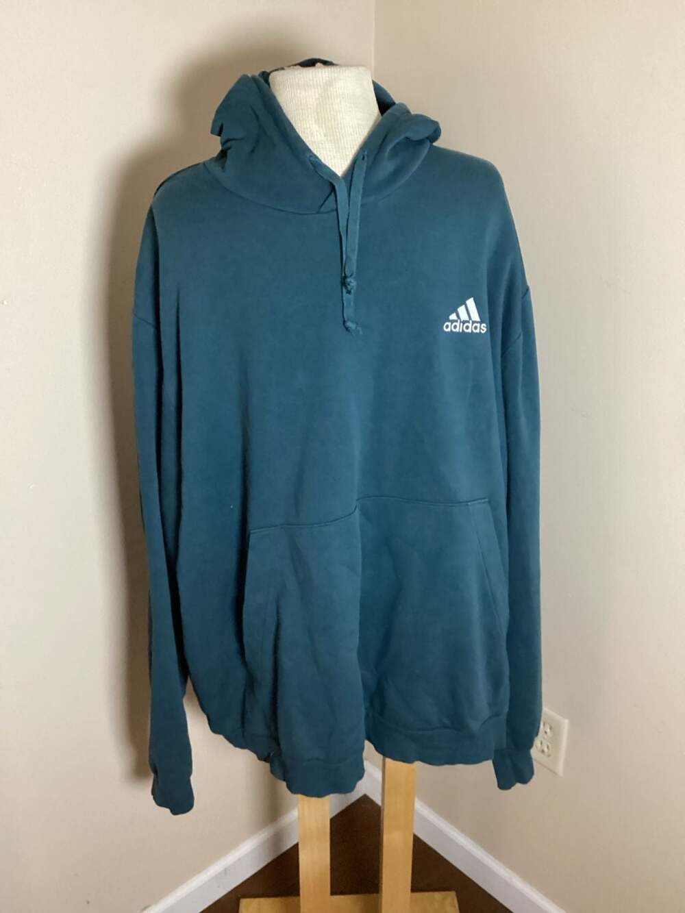 Adidas Pullover Hoodie Size 3XL Teal Blue Fleece